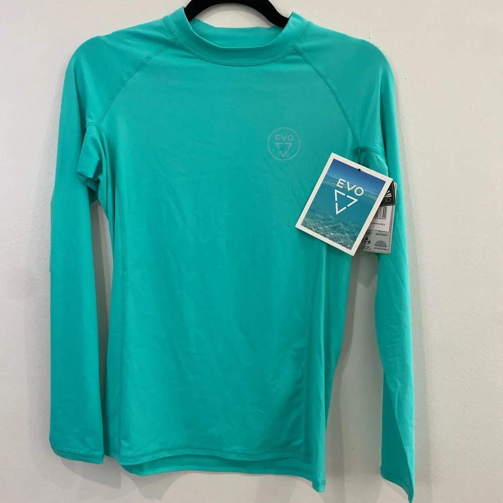 Women's Turquoise Long Sleeve Swim Coverup - Picture 3 of 5